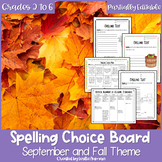 EDITABLE Back to School Fall and Autumn Spelling Choice Board