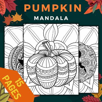 Preview of Fall Spooky Pumpkin Mandala Coloring sheets - October November Activities