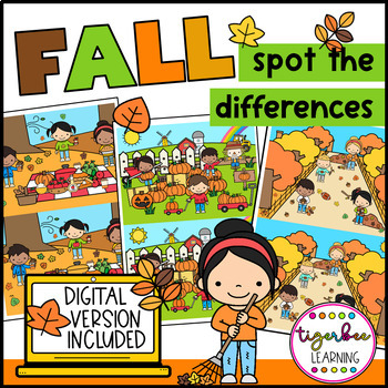 Preview of Fall Spot the Difference Visual Perception Puzzles