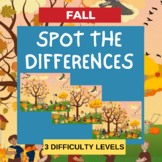 Fall Spot the Differences: 3 Difficulty Levels (color & bl