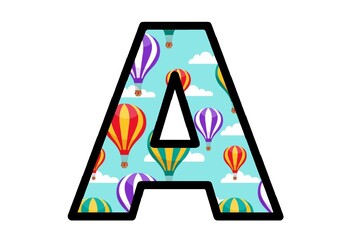 Preview of Fall Spring Hot Air Balloons Bulletin Board Letters