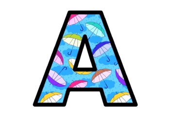 Preview of Fall Spring Umbrellas Bulletin Board Letters, Classroom Décor,  Alphabet