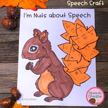 Preview of Fall Speech Therapy Craft: Squirrel Leaves with Articulation and Language Goals