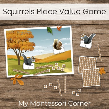 Preview of Fall Squirrels Place Value Math Game, Montessori Bank Game Extension