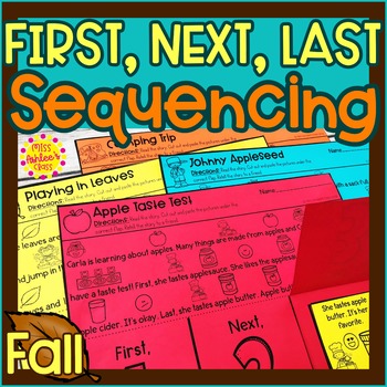 Preview of Fall Story Retelling and Sequencing Flap Books | First, Next, Last