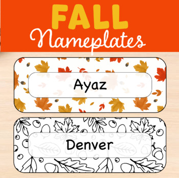 Preview of Fall Student Desk Nameplates, Tags | Autumn Leaves, Thanksgiving, Back to School