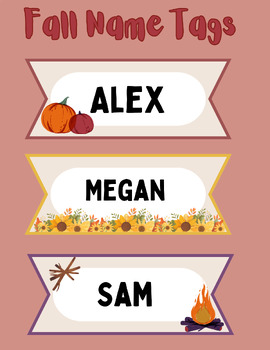 Preview of Fall: Student Name Tags