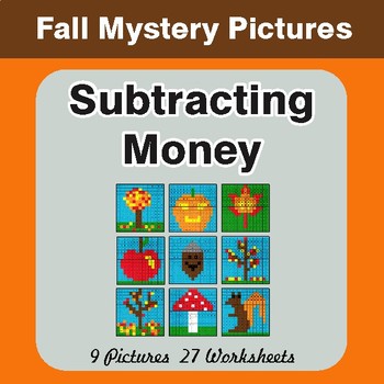 Fall: Subtracting Money - Color-By-Number Math Mystery Pictures