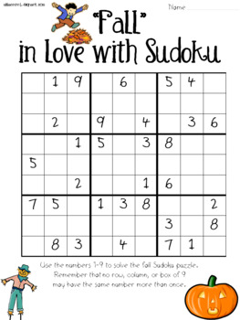 fall sudoku puzzles by shannon bryants brain train tpt