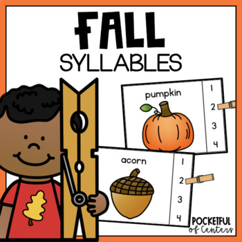 Preview of Fall Syllables Clip Cards
