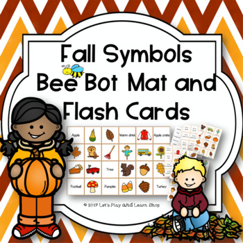 Preview of Fall Symbols Bee Bot Mat and Flash Cards