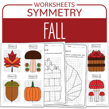 Preview of Autumn Fall Symmetry Leaf Mushroom Pumpkin Math Centers Bulletin Board