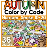 Fall TEEN Coloring Pages Math Activities Color by Code Num