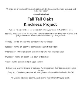Preview of Fall Tall Oaks Kindness Project