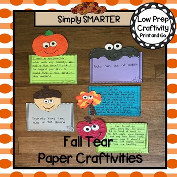 Preview of Fall Tear Paper Fine Motor Writing Craftivities