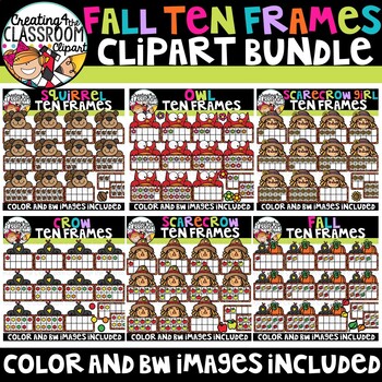 Preview of Fall Ten Frames Clipart Bundle {Fall Clipart}