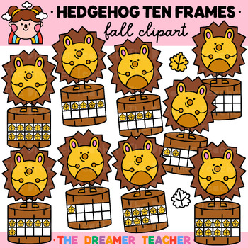 Preview of Fall Ten Frames Clipart Hedgehog