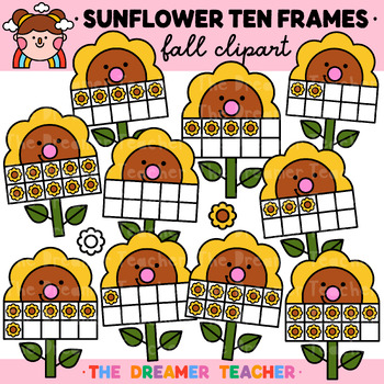 Preview of Fall Ten Frames Clipart Sunflower