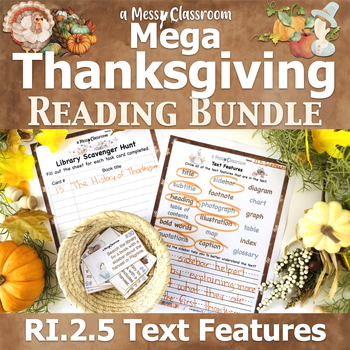 Preview of Fall Thanksgiving 2nd Grade Nonfiction Reading Mega Bundle RI.2.5 Text Features
