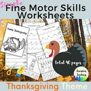 Preview of Fall, Thanksgiving Activities Fine Motor Worksheets: Special Education, Autism