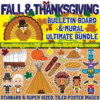 Preview of Fall / Thanksgiving Bulletin Board & Mural Super Bundle! Small Thru Poster Sizes