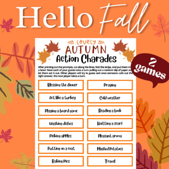 Preview of Fall Thanksgiving Charades Game Word Phrase riddle november activity 4th 5th 6th