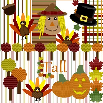 Preview of Fall Thanksgiving Clip Art and Digital Paper Set