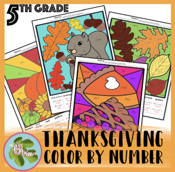 Preview of Fall & Thanksgiving Color By Number | 5th Grade