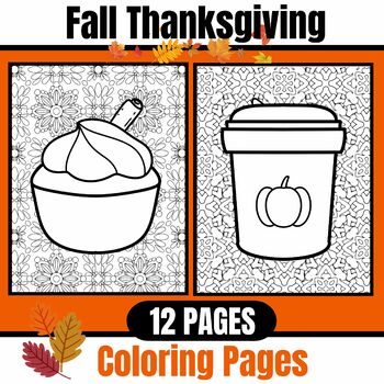 Fall Thanksgiving Coloring Pages | Fall Mindfulness Mandala Coloring Sheets