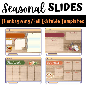 Preview of Fall/Thanksgiving Daily Slides Editable Template