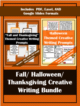 Preview of Fall , Thanksgiving , & Halloween Creative Writing Fun and Silly Prompts BUNDLE