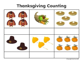 Fall, Thanksgiving, Halloween math counting worksheets no prep & low ink