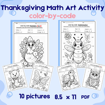Preview of Fall Thanksgiving Math Art Activity for FREE (High quality)