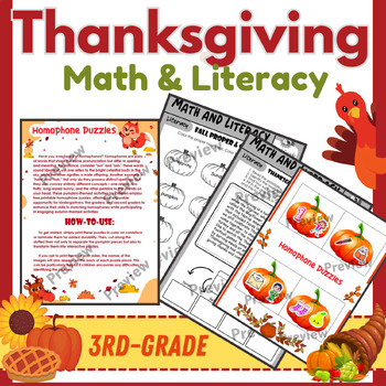 Preview of Fall/Thanksgiving Math & Literacy Activities for 3rd Grade