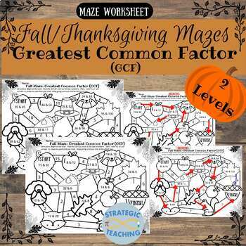Preview of Fall/Thanksgiving Maze: Greatest Common Factor (GCF)