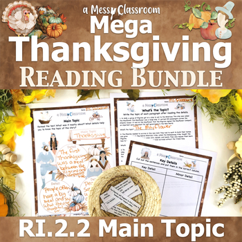 Preview of Fall Thanksgiving Nonfiction Reading Mega Bundle RI.2.2 Main Topic Key Details