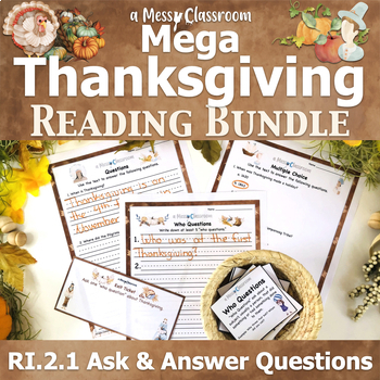 Preview of Fall Thanksgiving Nonfiction Reading Mega Bundle for RI.2.1 Ask Answer Questions
