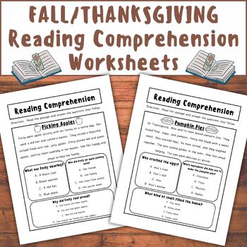 Preview of Fall/Thanksgiving Reading Comprehension Passages with Questions (1st-3rd Grade)
