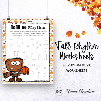 Preview of Fall - Thanksgiving Rhythm Worksheets - Note and Rest - Time Signature