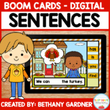 Fall/Thanksgiving Simple Sentences - Boom Cards - Distance