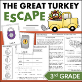 3rd Grade Thanksgiving Turkey ESCAPE ROOM ELA Math Roundin