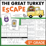 Fall Thanksgiving Turkey ESCAPE ROOM ELA & Math 5th Grade 