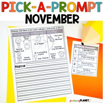 Preview of Fall - Thanksgiving Writing Prompts with Pictures November Writing Activities