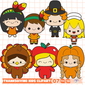 Preview of Fall Thanksgiving kids Clipart