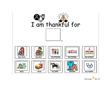 Preview of Fall / Thanksgiving themed sentence frame Activity: I am thankful for ...