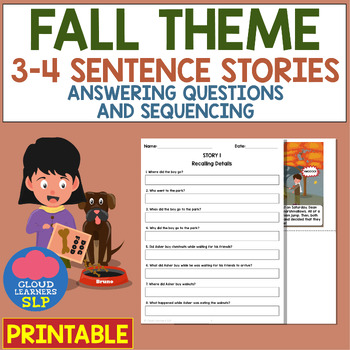 Preview of Fall Theme: 3-4 Sentence Stories (Answering Questions and Sequencing)