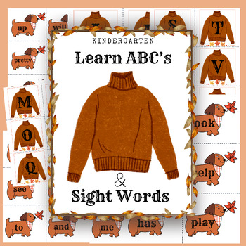 Preview of Fall Theme Alphabet Flashcards and Kindergarten Sight Words Homeschool Printable