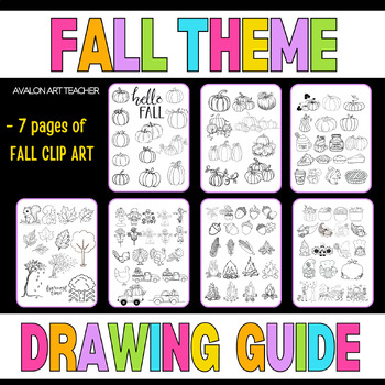 Preview of Autumn Fall Harvest Art Theme Drawing Guide Clip Art Coloring Fast Finisher