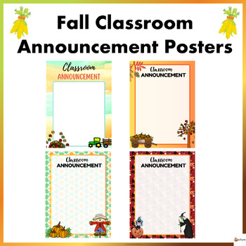 Preview of Fall Theme Classroom Announcement Posters Editable