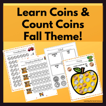 Preview of Fall Theme Coin Identification & Coin Counting Worksheets